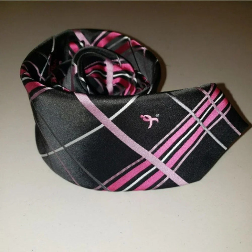 Susan G. Komen black/pink plaid tie‎ Breast Cancer Awareness